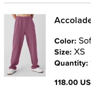 ALO Yoga Straight Leg Accolade Sweatpant Size XS